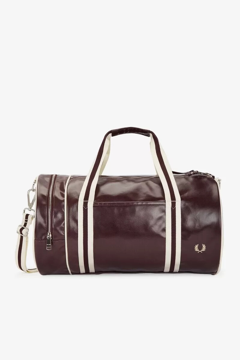 fred perry classic barrel mens bags dark red beige