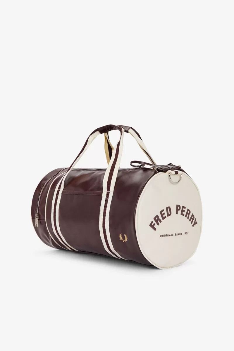 fred perry classic barrel mens bags dark red beige