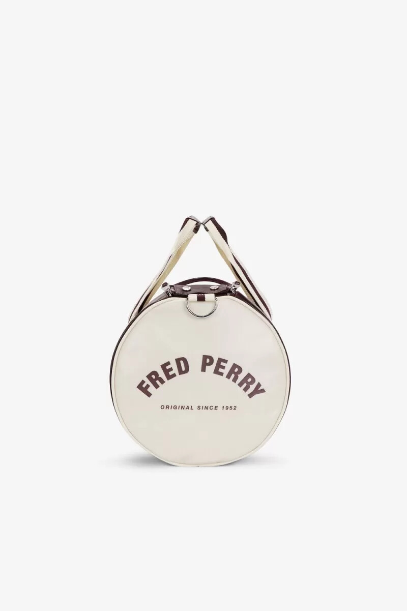 fred perry classic barrel mens bags dark red beige
