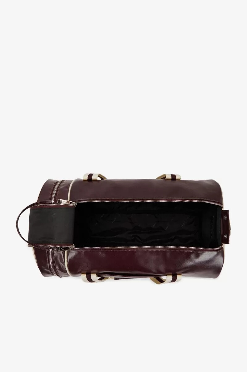 fred perry classic barrel mens bags dark red beige
