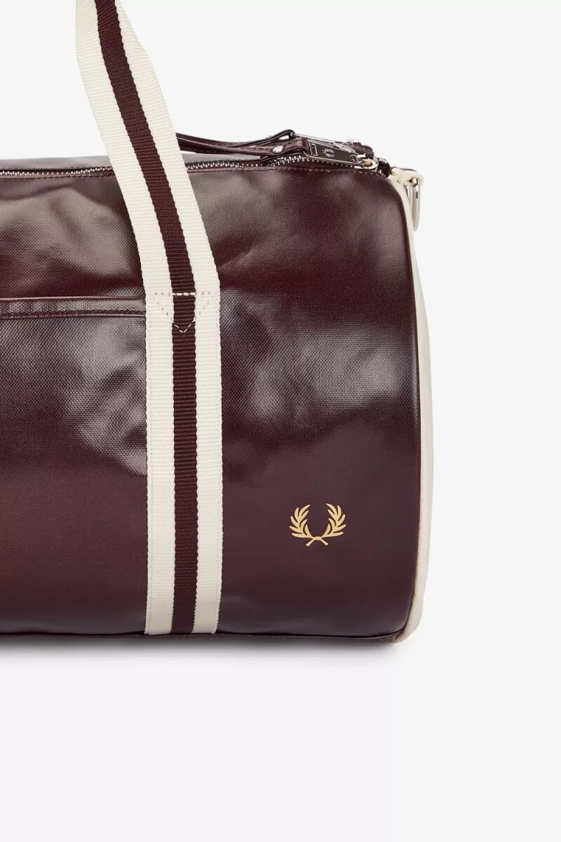 fred perry classic barrel mens bags dark red beige