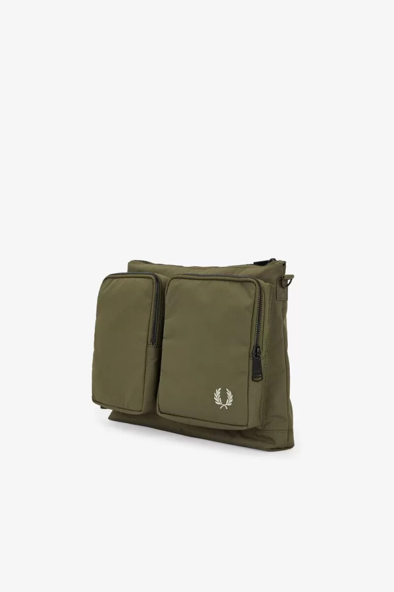 fred perry nylon pocket side mens bags uniform green warm grey