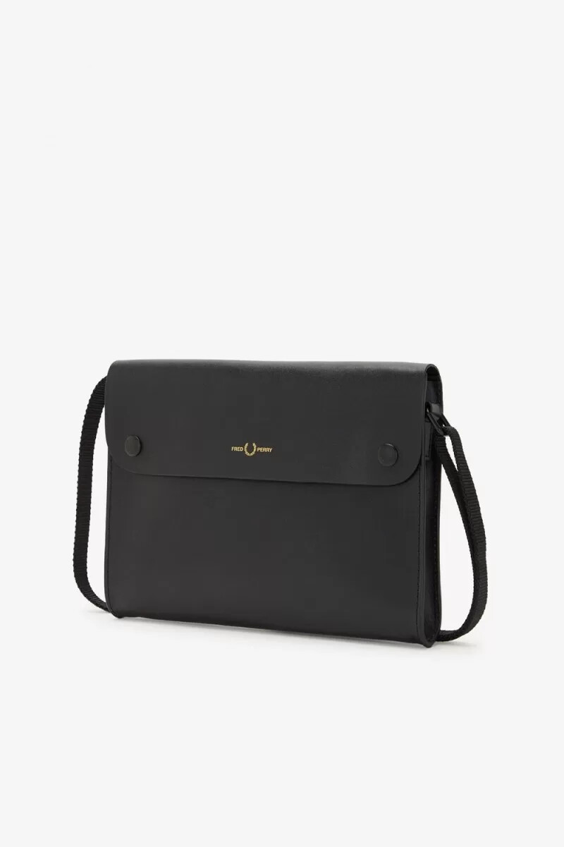 fred perry burnished leather sacoche mens bags black