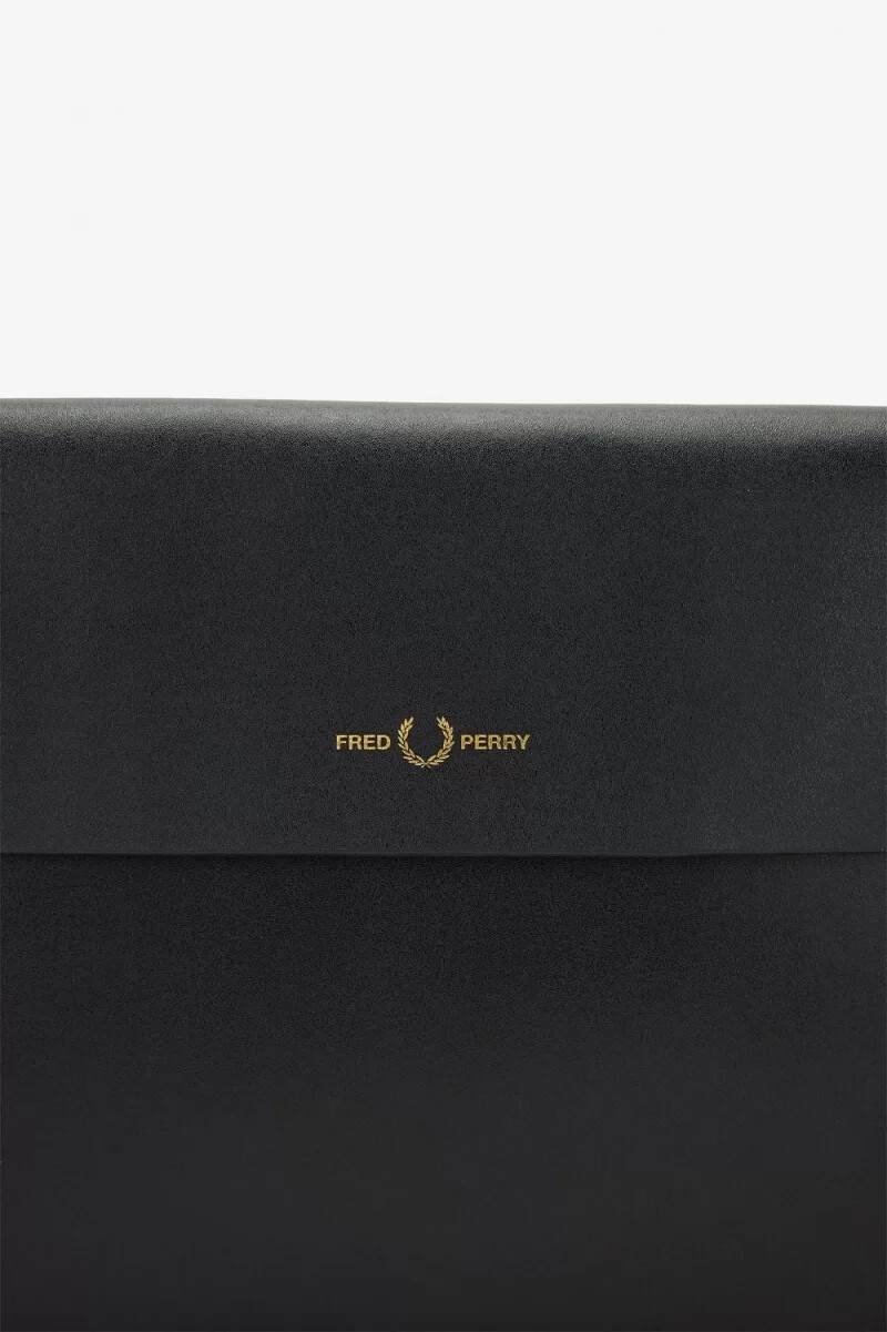 fred perry burnished leather sacoche mens bags black