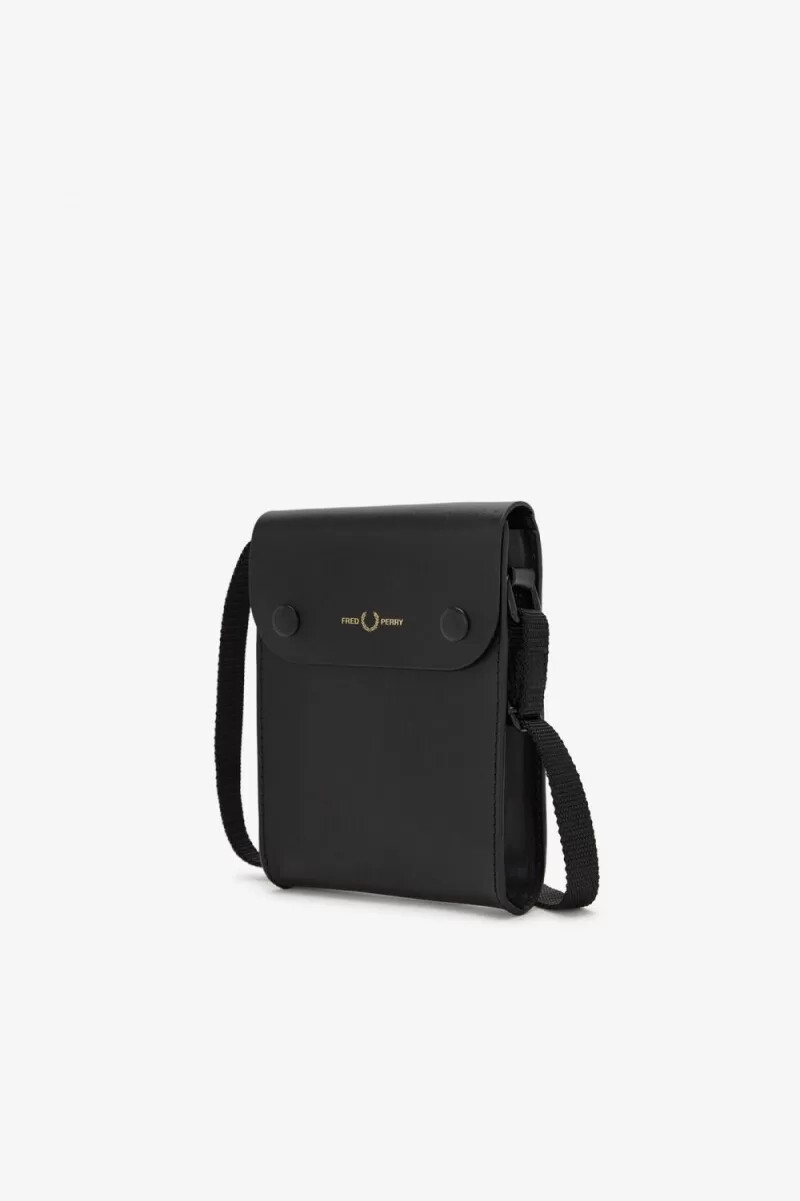 fred perry burnished leather mens bags black