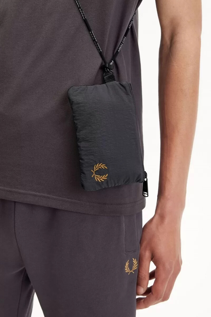 fred perry crinkled nylon lanyard mens bags anchor grey