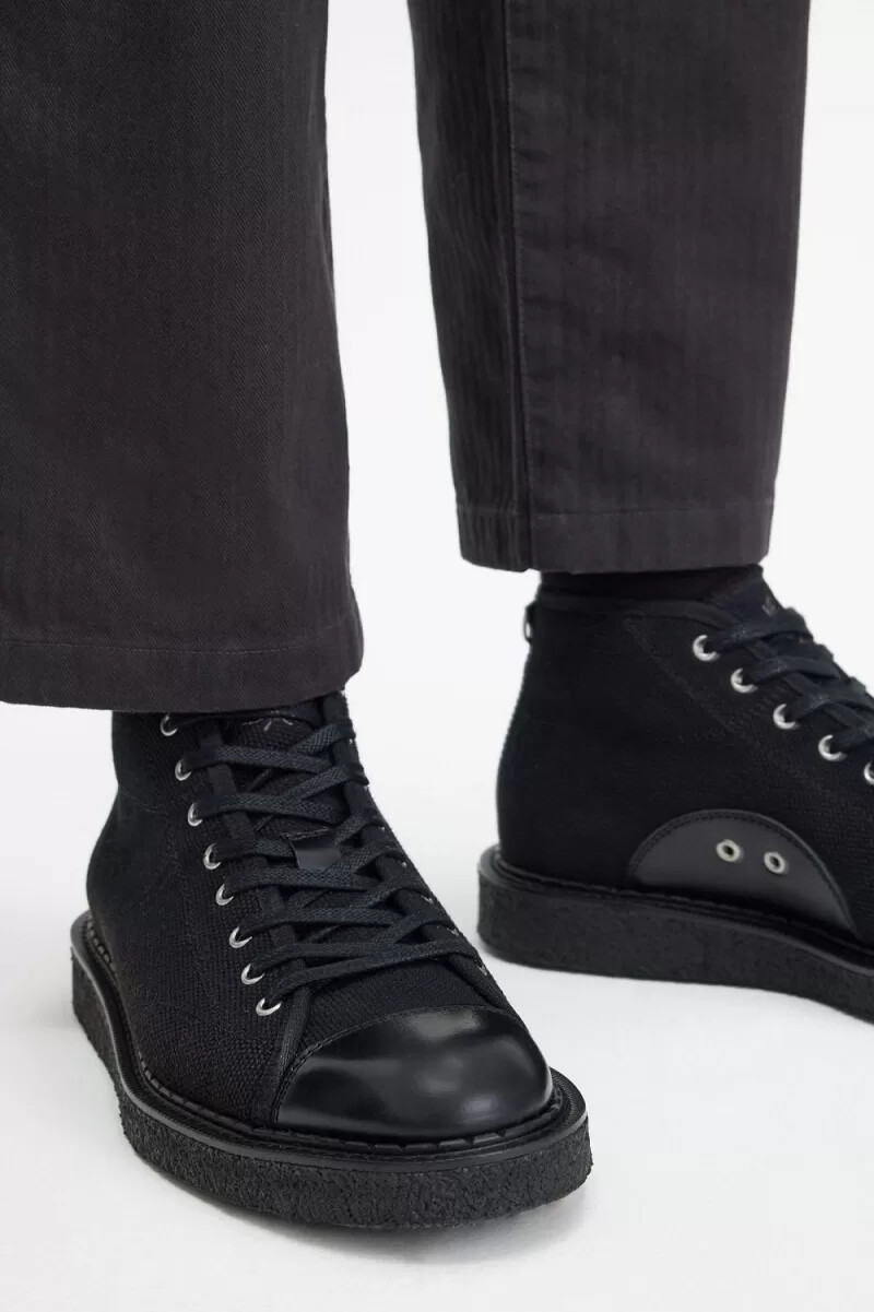 fred perry canvas monkey mens boots black