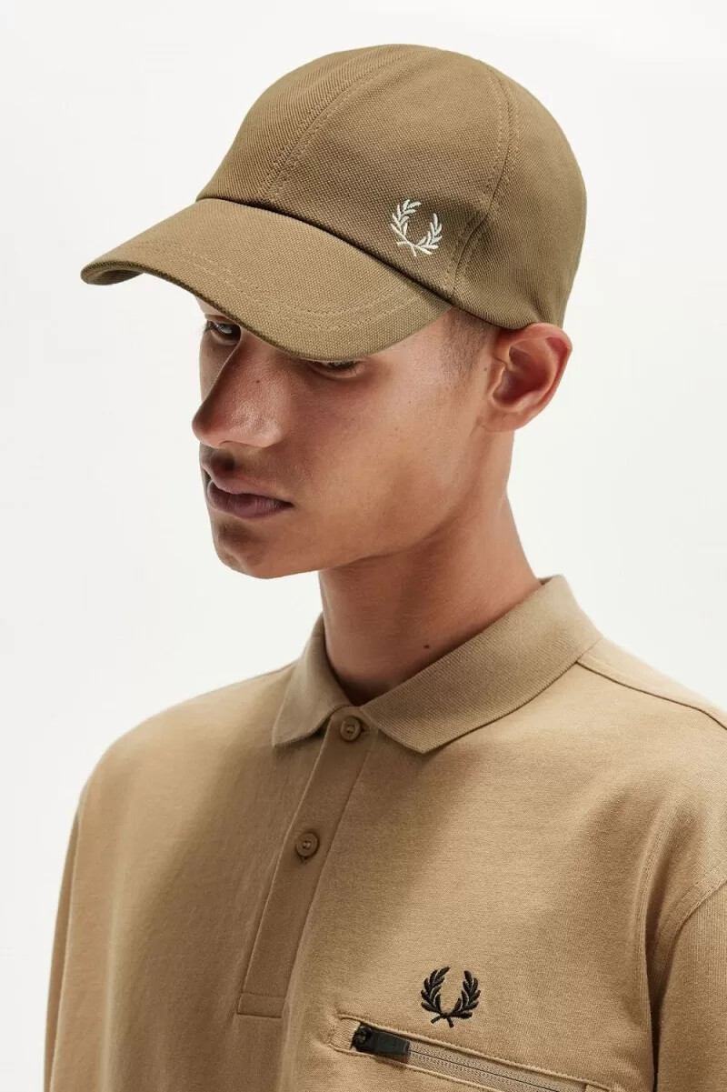 fred perry classic pique mens caps brown beige
