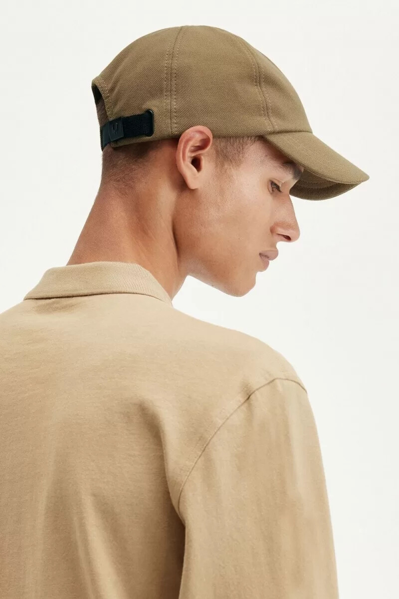 fred perry classic pique mens caps brown beige