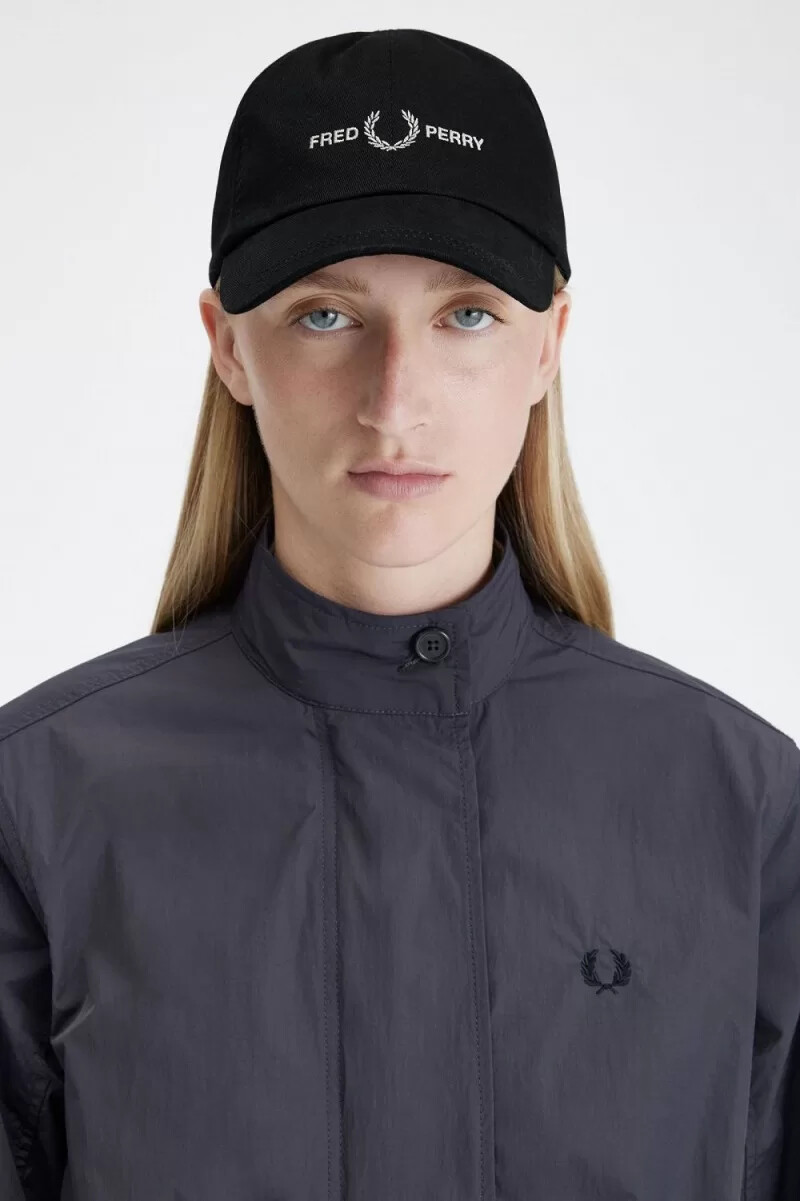 fred perry graphic branded twill mens caps black warm grey