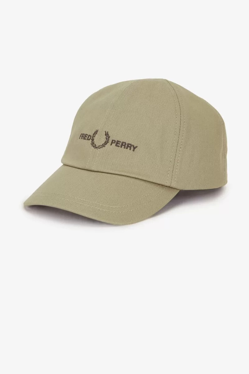 fred perry graphic branded twill mens caps warm grey