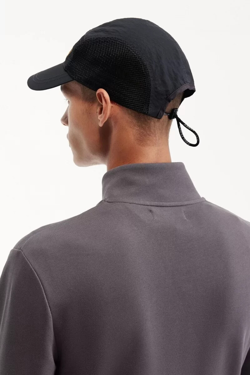 fred perry crinkle nylon mesh mens caps anchor grey