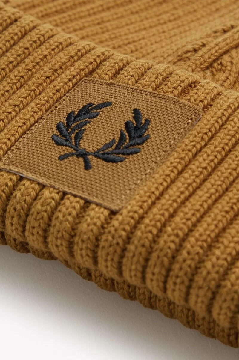 fred perry branded patch ribbed mens caps dark coffee black