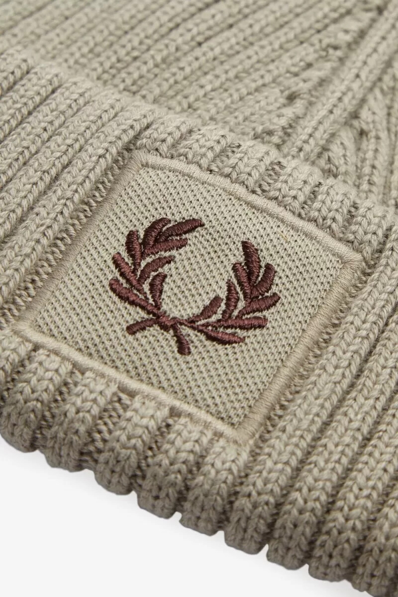 fred perry cotton rib mens caps warm grey dark red