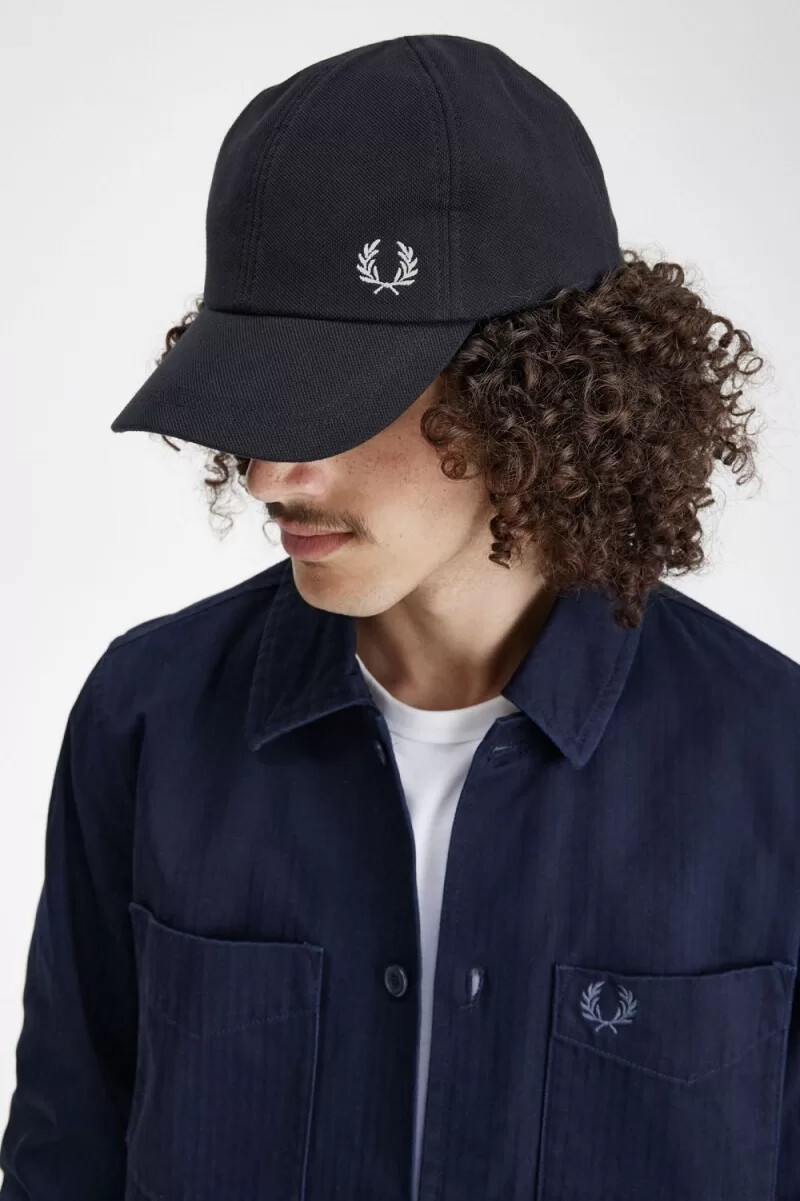fred perry classic pique mens caps navy snow white