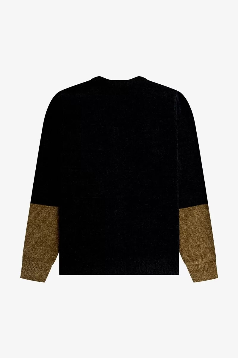 fred perry colour block chenille mens cardigan black