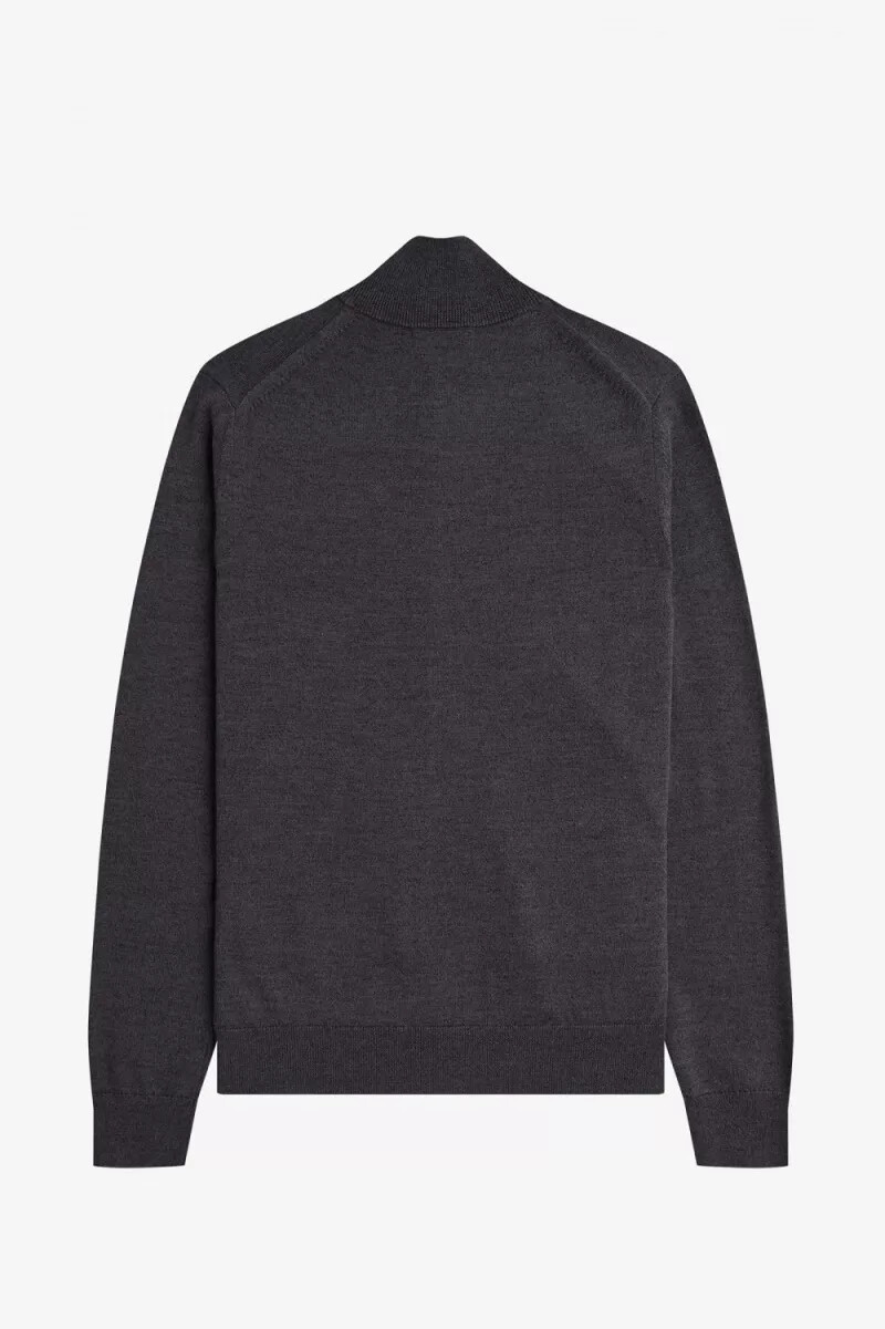 fred perry classic zip through mens cardigan dark grey marl