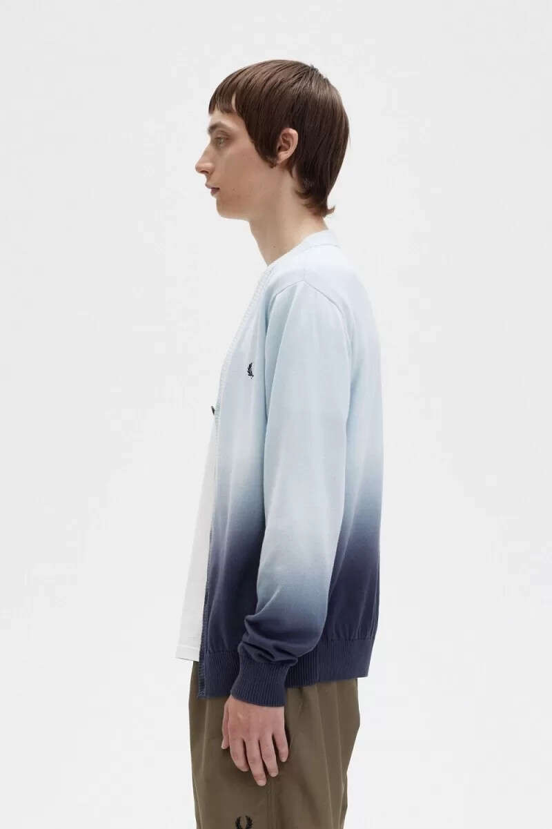 fred perry ombre mens cardigan light aqua