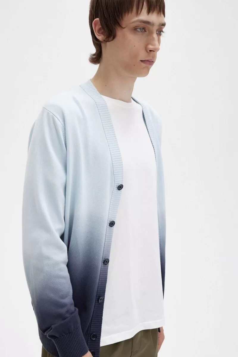 fred perry ombre mens cardigan light aqua