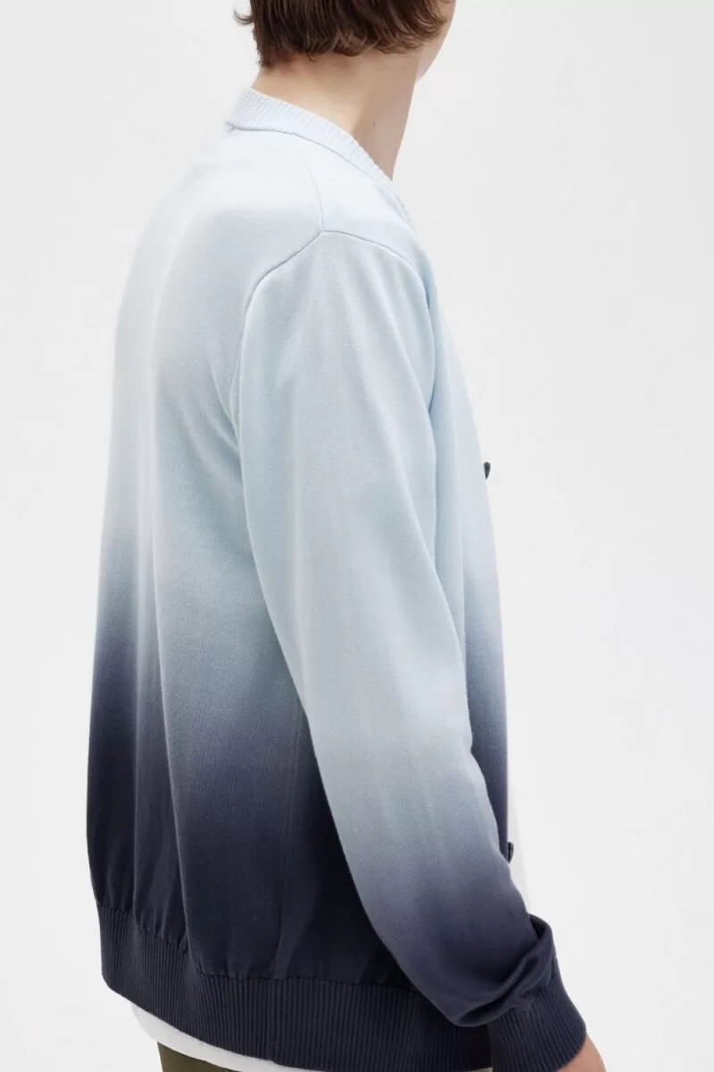 fred perry ombre mens cardigan light aqua