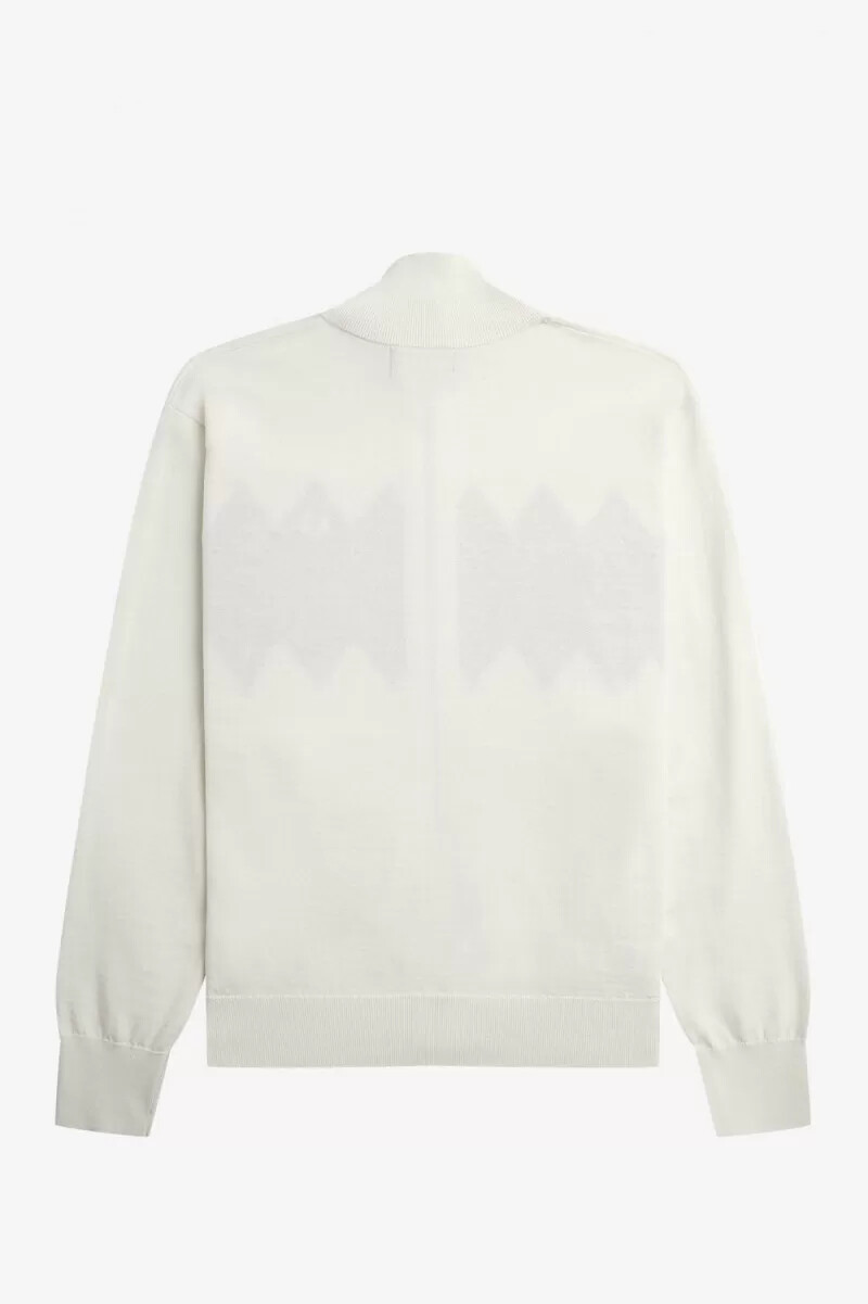 fred perry diamond intarsia mens cardigan snow white