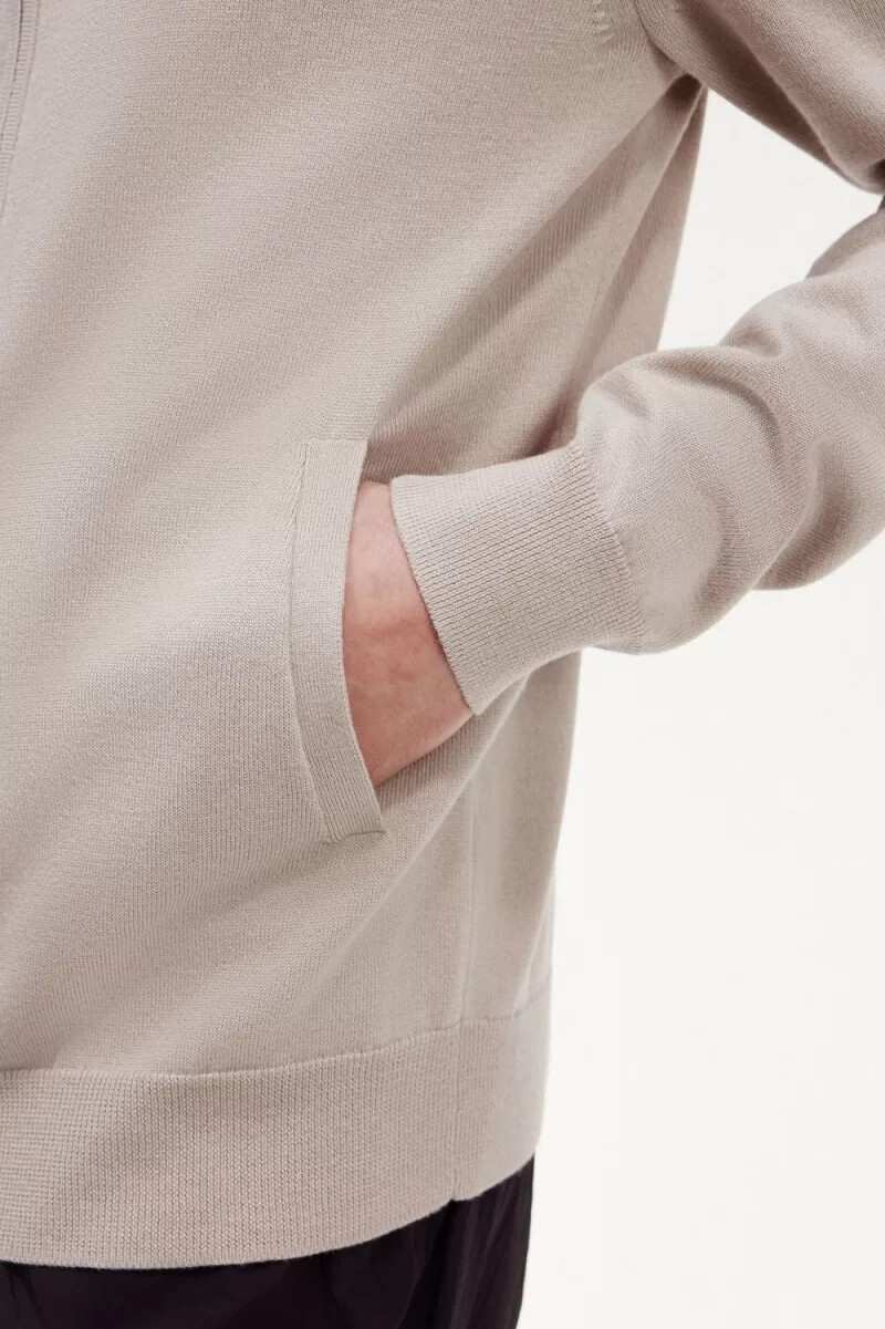fred perry zip through mens cardigan dark oatmeal
