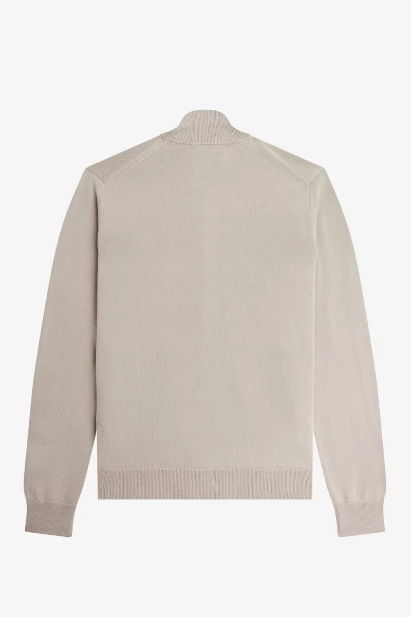 fred perry zip through mens cardigan dark oatmeal