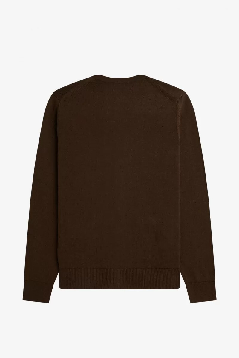 fred perry classic mens cardigan burnt tobacco
