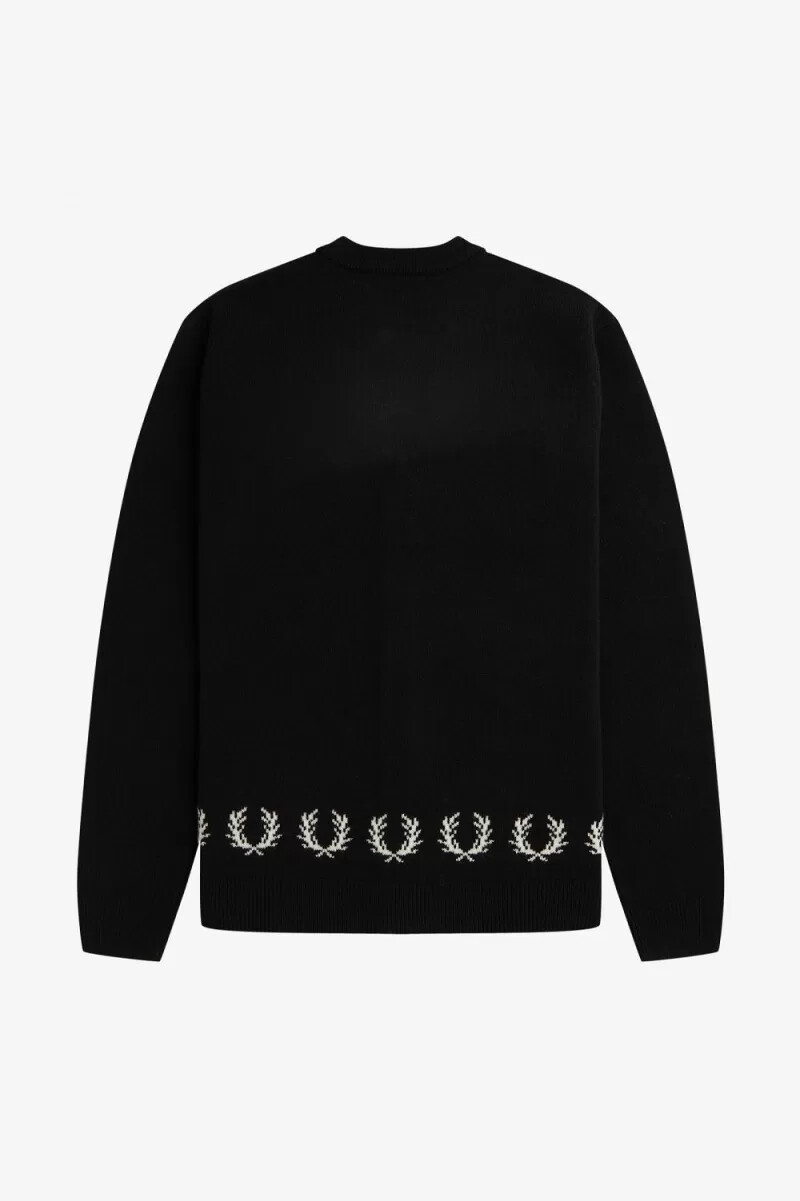 fred perry laurel wreath trim mens cardigan black
