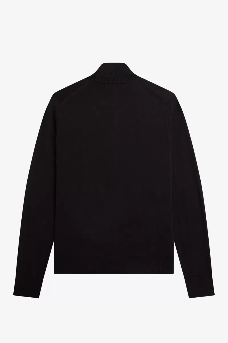fred perry classic zip through mens cardigan black