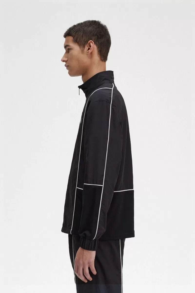 fred perry piped shell mens jackets black