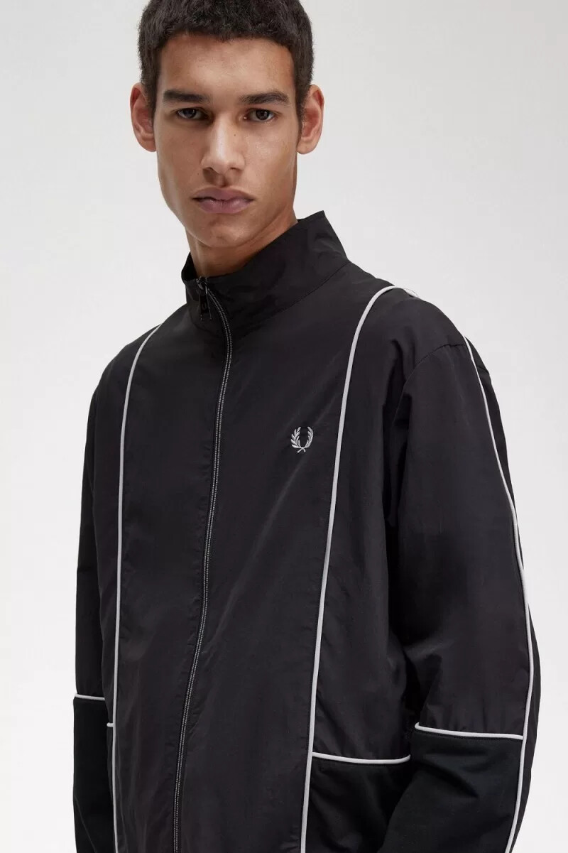 fred perry piped shell mens jackets black