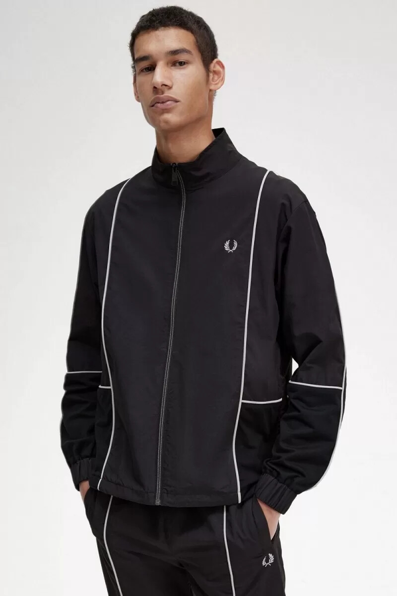 fred perry piped shell mens jackets black