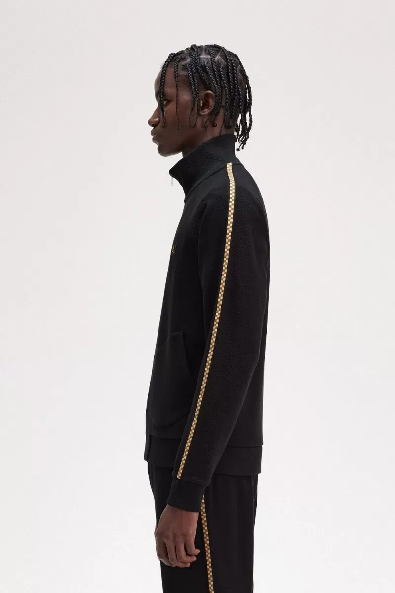 fred perry chequerboard tape mens jackets black