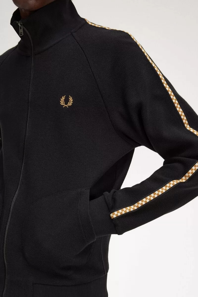 fred perry chequerboard tape mens jackets black