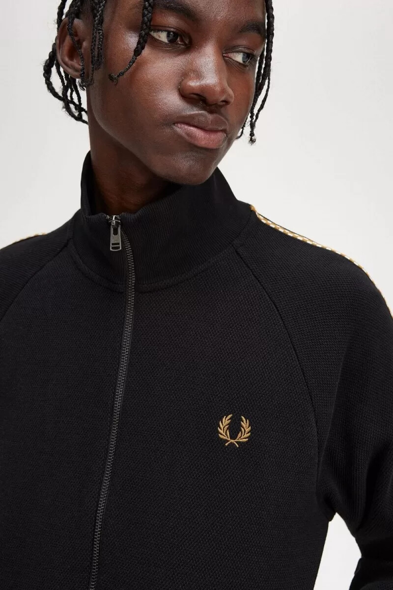 fred perry chequerboard tape mens jackets black