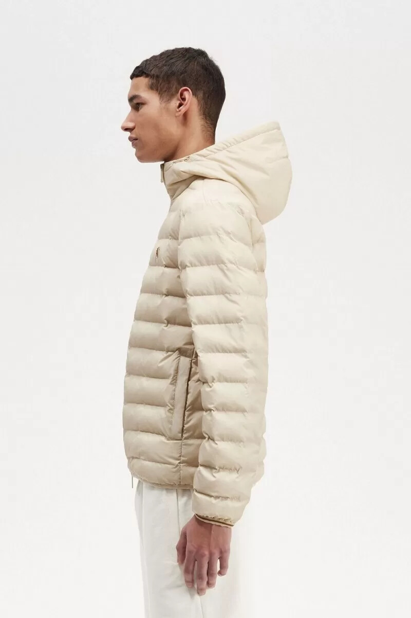 fred perry hooded insulated mens jackets oatmeal