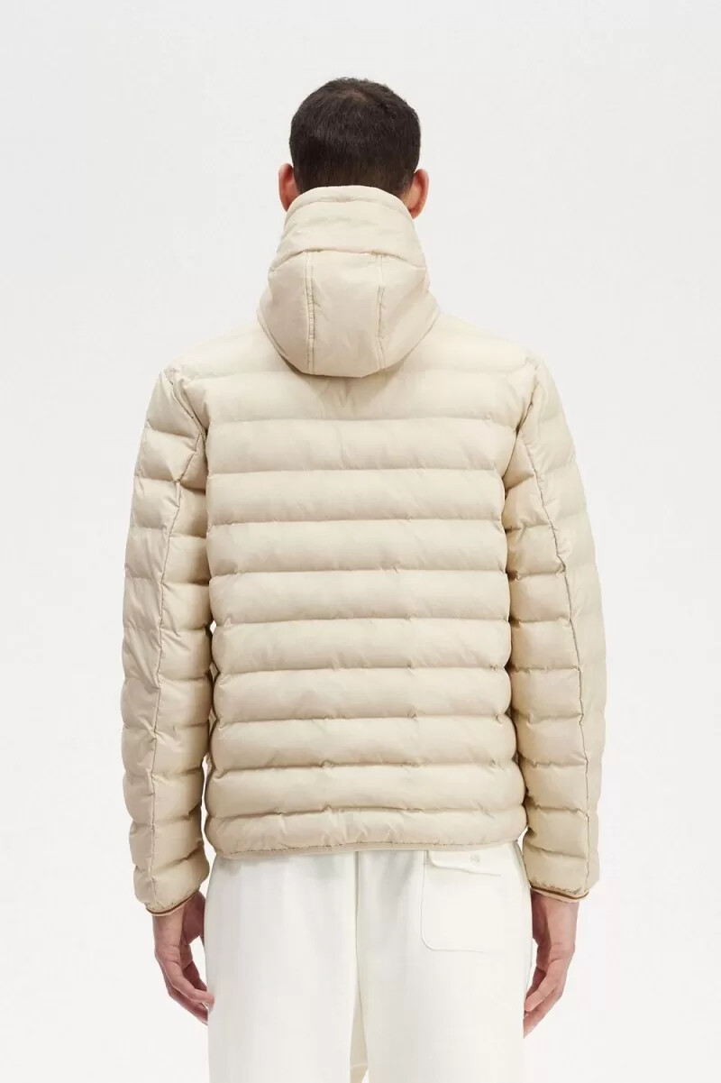fred perry hooded insulated mens jackets oatmeal