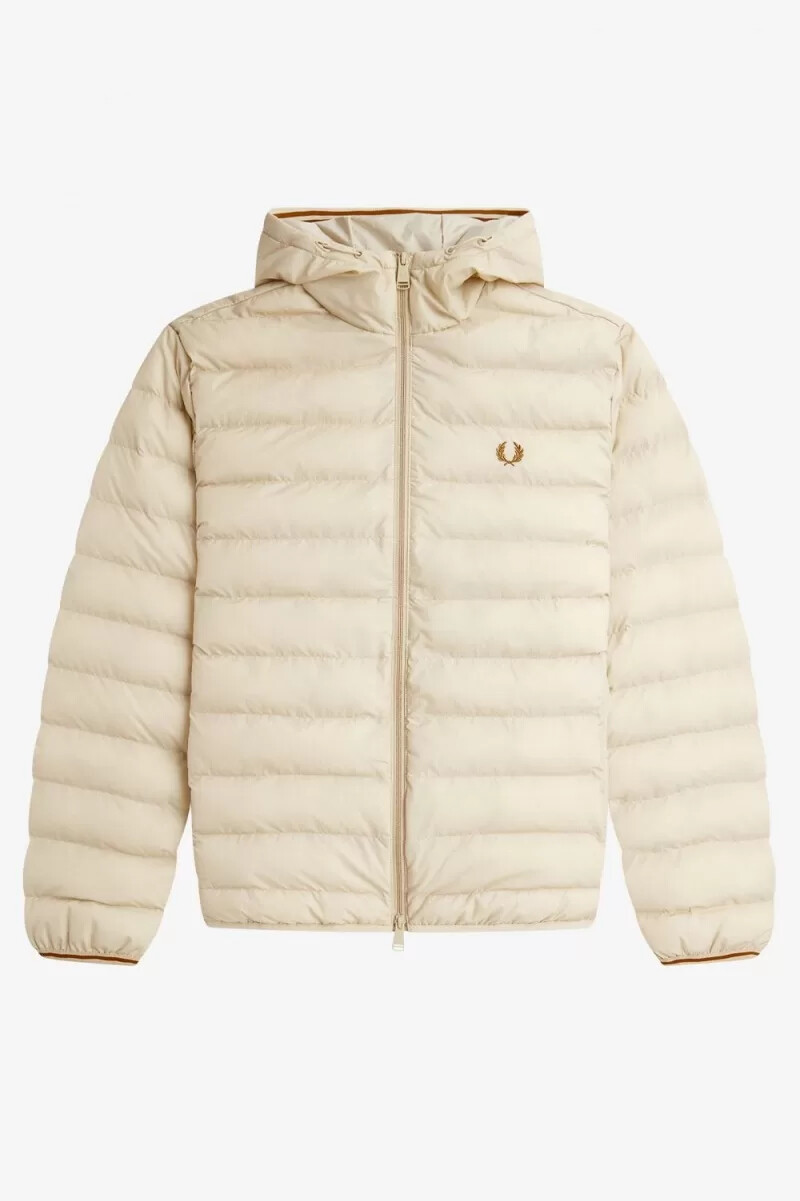 fred perry hooded insulated mens jackets oatmeal