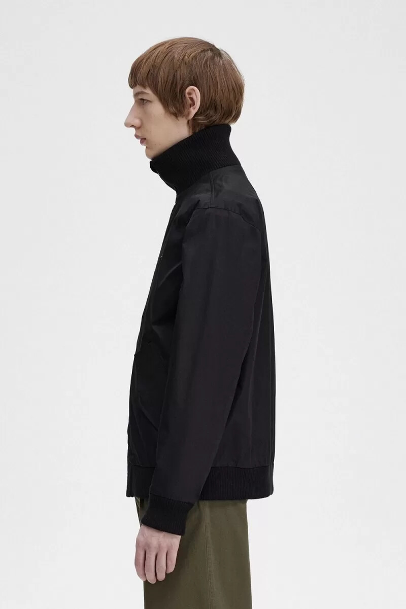 fred perry knitted rib tennis bomber mens jackets black
