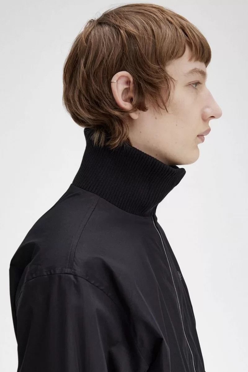 fred perry knitted rib tennis bomber mens jackets black