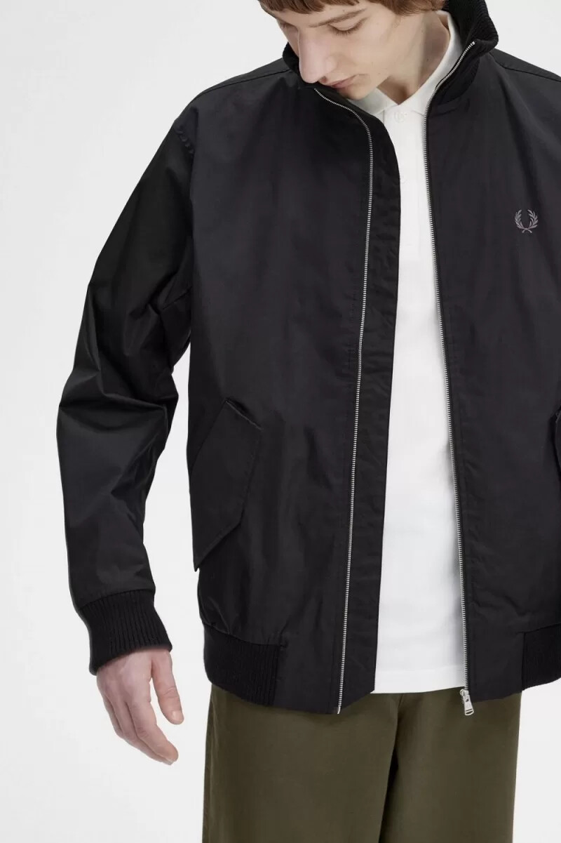 fred perry knitted rib tennis bomber mens jackets black