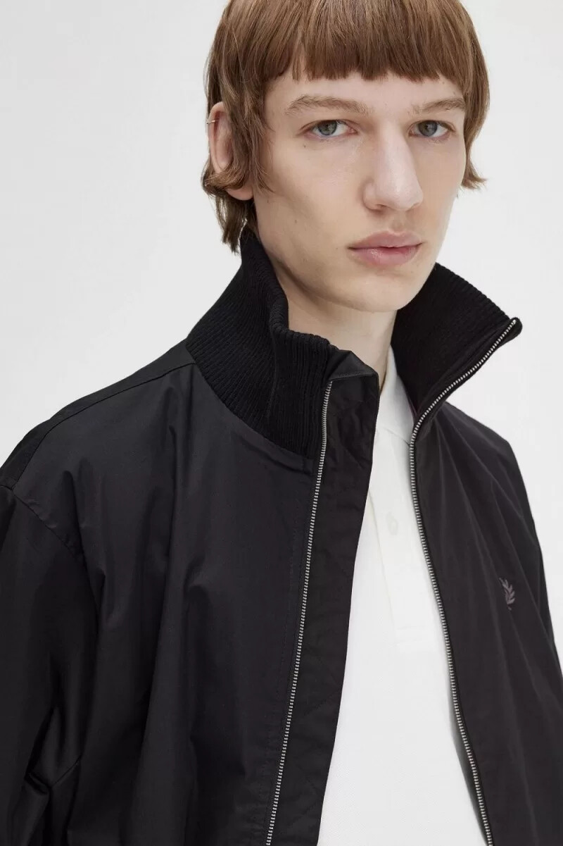 fred perry knitted rib tennis bomber mens jackets black