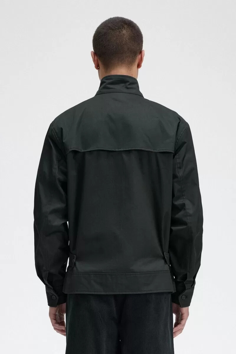 fred perry waxed cotton mens jackets night green