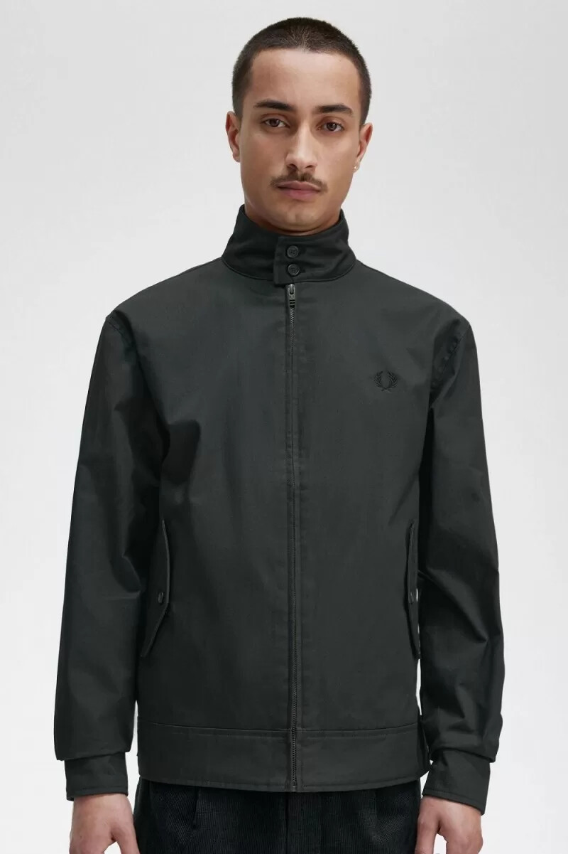 fred perry waxed cotton mens jackets night green