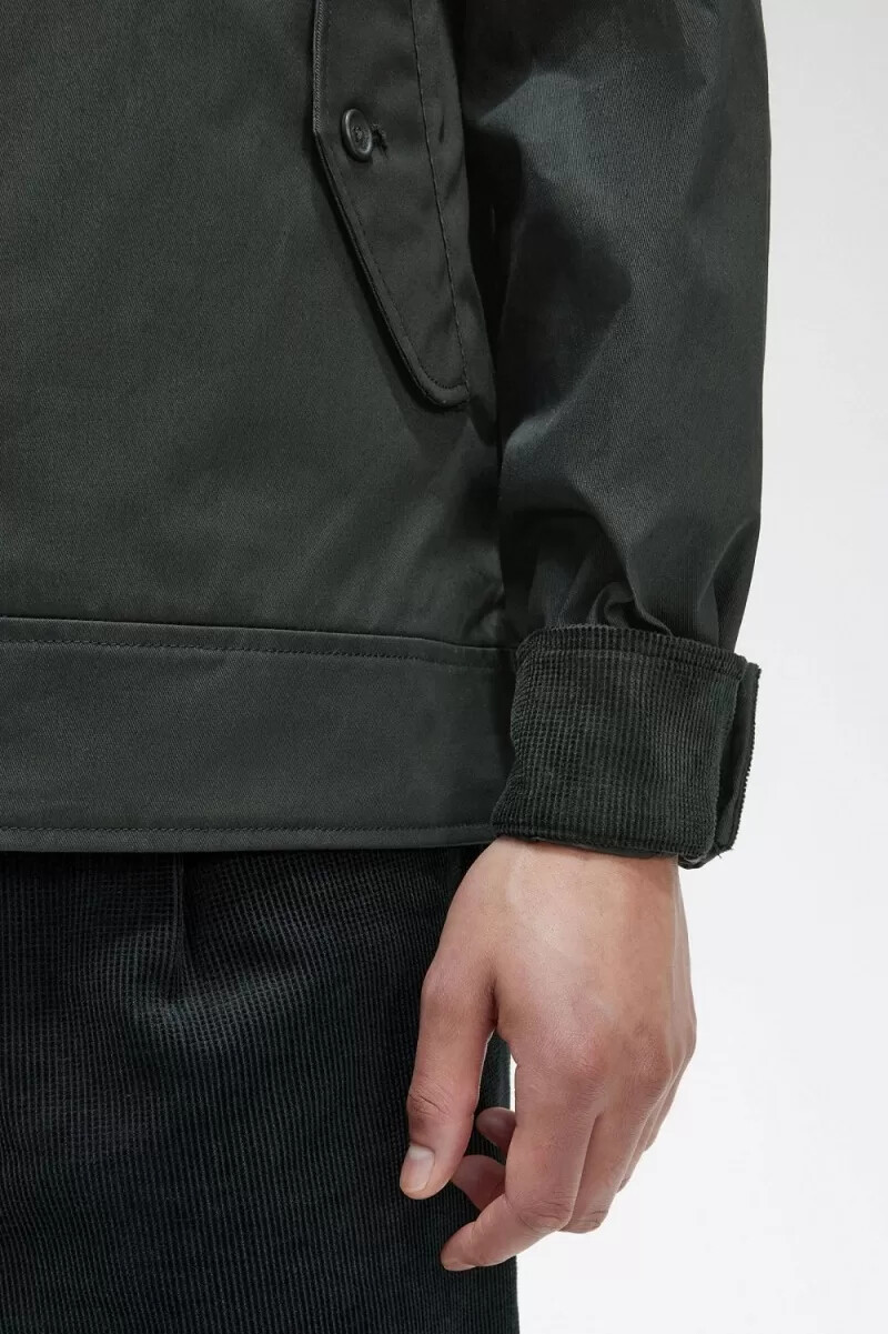 fred perry waxed cotton mens jackets night green