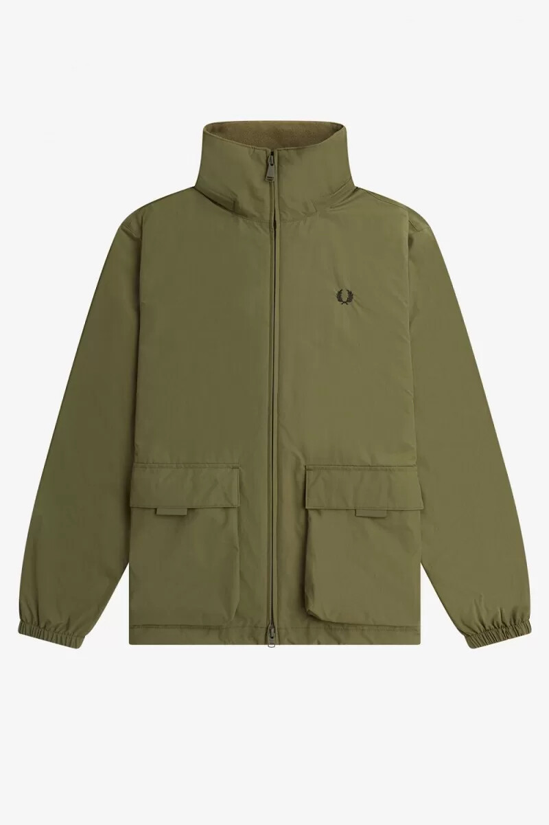 fred perry patch pocket zip through mens jackets uniform green