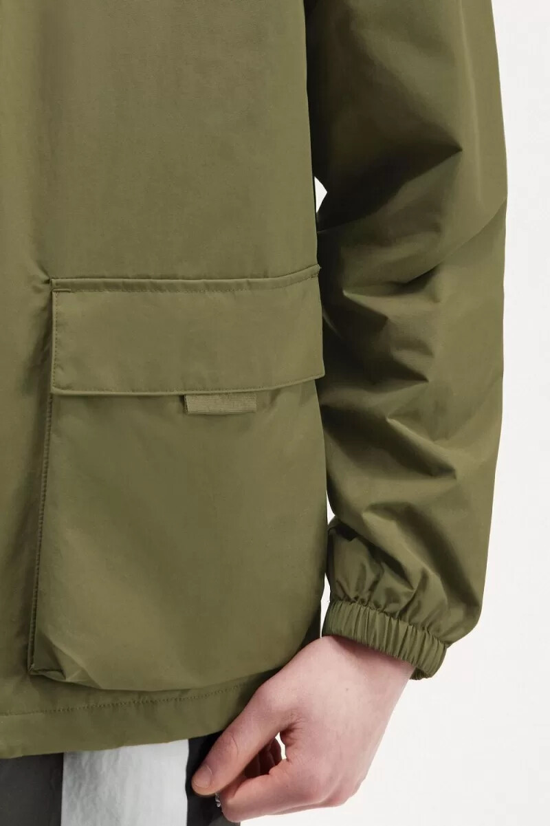 fred perry patch pocket zip through mens jackets uniform green
