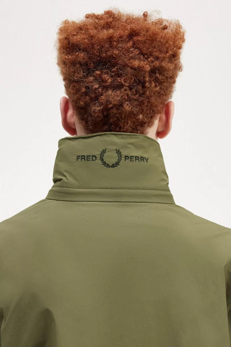 fred perry patch pocket zip through mens jackets uniform green