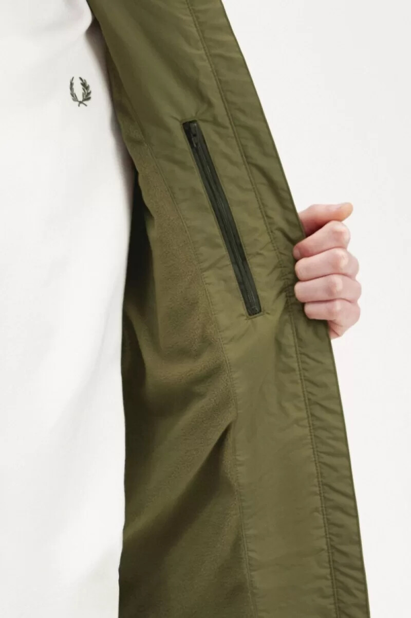 fred perry patch pocket zip through mens jackets uniform green